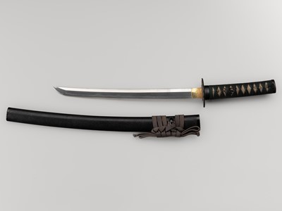 Lot 537 - A KANEMOTO SCHOOL WAKIZASHI IN KOSHIRAE AND WITH SAYA, SHIN-SHINTO