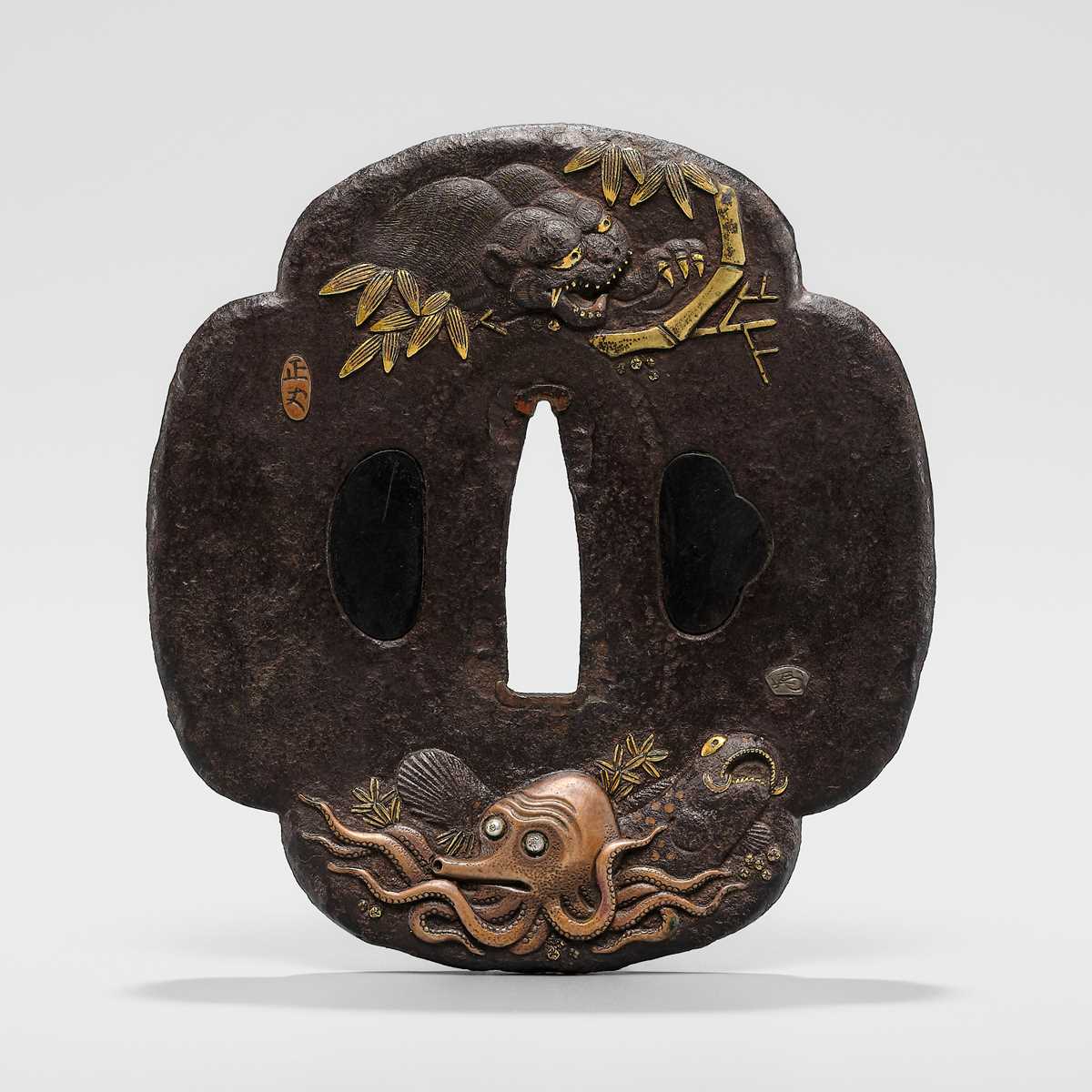 Lot 59 - MASATAKE: A FINE IRON TSUBA WITH NBTHK CERTIFICATE