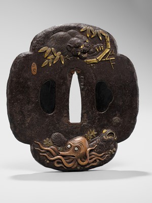 Lot 59 - MASATAKE: A FINE IRON TSUBA WITH NBTHK CERTIFICATE