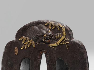 Lot 59 - MASATAKE: A FINE IRON TSUBA WITH NBTHK CERTIFICATE