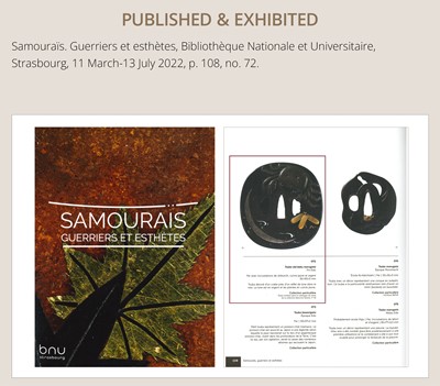 Lot 66 - A SUPERB IRON TSUBA WITH A CRAB AND THE REFLECTION OF A CRESCENT MOON