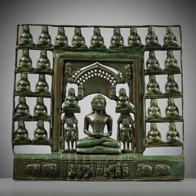 Lot 354 - A BRONZE JAIN SHRINE, CENTRAL INDIA, MADHYA PRADESH, LATE 19TH-EARLY 20TH CENTURY