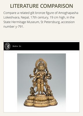 Lot 307 - A BRONZE GROUP OF AMOGHAPASA LOKESHVARA WITH GANESHA, TARA, AND ATTENDANTS, NEPAL OR HIMACHAL PRADESH, 18TH-19TH CENTURY
