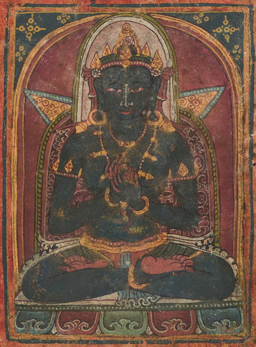 Lot 47 - AN INITIATION CARD (TSAKALIS) DEPICTING SAMANTHABHADRI, TIBET, 19TH-20TH CENTURY OR EARLIER