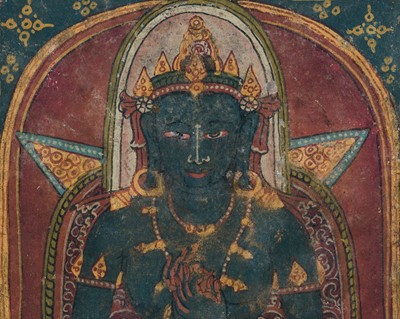 Lot 47 - AN INITIATION CARD (TSAKALIS) DEPICTING SAMANTHABHADRI, TIBET, 19TH-20TH CENTURY OR EARLIER