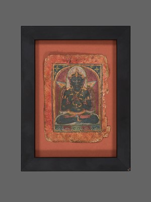 Lot 47 - AN INITIATION CARD (TSAKALIS) DEPICTING SAMANTHABHADRI, TIBET, 19TH-20TH CENTURY OR EARLIER