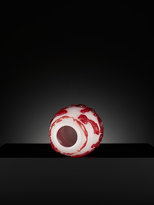 Lot 395 - A CARVED RED OVERLAY ‘LISHUI’ GLASS WATER POT, CHINA, 1780-1840