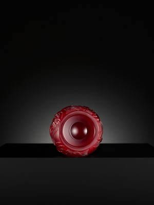 Lot 395 - A CARVED RED OVERLAY ‘LISHUI’ GLASS WATER POT, CHINA, 1780-1840
