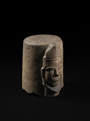 Lot 256 - A RARE SANDSTONE ‘SHIVA’ EKAMUKHALINGA, CHAMPA PERIOD, THAP MAM STYLE