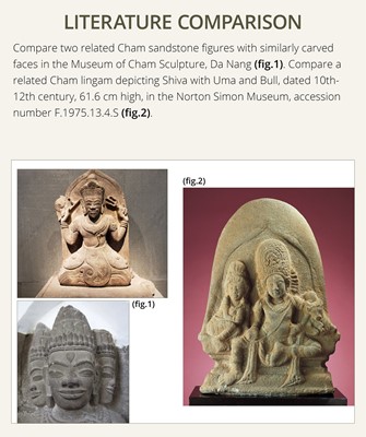 Lot 256 - A RARE SANDSTONE ‘SHIVA’ EKAMUKHALINGA, CHAMPA PERIOD, THAP MAM STYLE