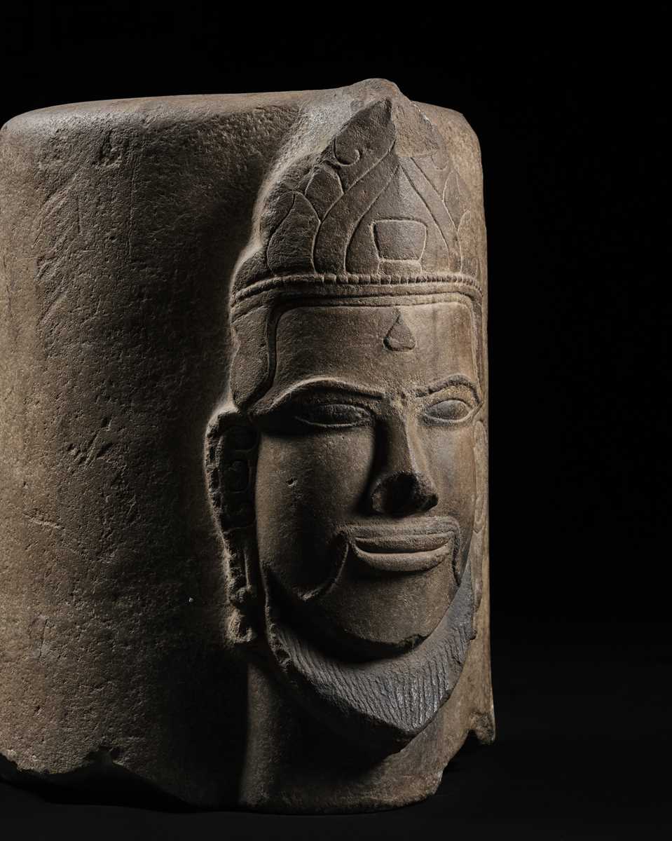 Lot 256 - A RARE SANDSTONE ‘SHIVA’ EKAMUKHALINGA, CHAMPA PERIOD, THAP MAM STYLE