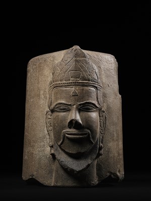 Lot 256 - A RARE SANDSTONE ‘SHIVA’ EKAMUKHALINGA, CHAMPA PERIOD, THAP MAM STYLE