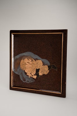 Lot 143 - A FINE SET OF TWO STACKABLE LACQUER BOXES WITH THE ‘EIGHT IMMORTALS’ ATTRIBUTES