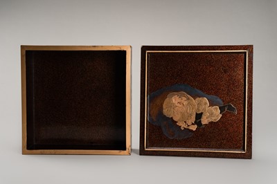 Lot 143 - A FINE SET OF TWO STACKABLE LACQUER BOXES WITH THE ‘EIGHT IMMORTALS’ ATTRIBUTES