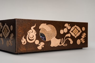 Lot 143 - A FINE SET OF TWO STACKABLE LACQUER BOXES WITH THE ‘EIGHT IMMORTALS’ ATTRIBUTES