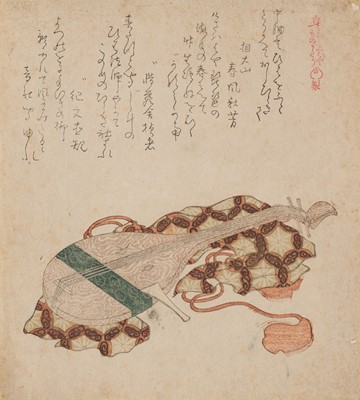 Lot 271 - KUBO SHUNMAN: A SURIMONO OF A BIWA (JAPANESE LUTE) WITH COVER