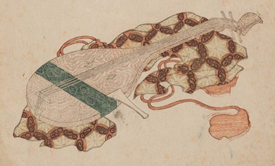 Lot 271 - KUBO SHUNMAN: A SURIMONO OF A BIWA (JAPANESE LUTE) WITH COVER