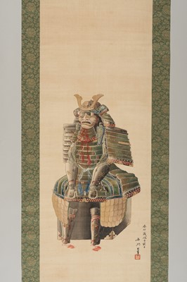 Lot 597 - KONO SEIKO: A SCROLL PAINTING OF A SUIT OF ARMOR