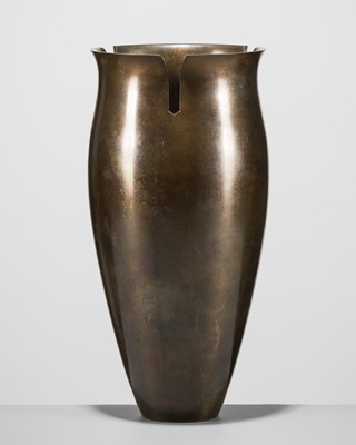 Lot 62 - SHOZO SUGAI: A BRONZE ‘MORNING GLORY’ FLOWER VASE