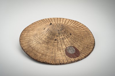 Lot 88 - A RARE LACQUERED BAMBOO JINGASA (WAR HAT)