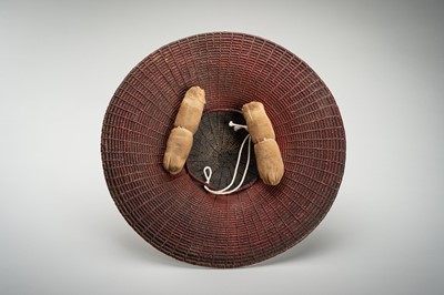 Lot 88 - A RARE LACQUERED BAMBOO JINGASA (WAR HAT)