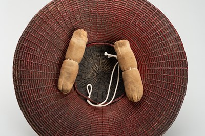 Lot 88 - A RARE LACQUERED BAMBOO JINGASA (WAR HAT)