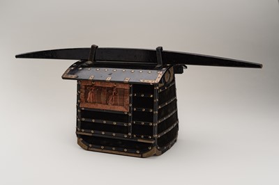 Lot 137 - A LACQUER MINIATURE KAGO (PALANQUIN)