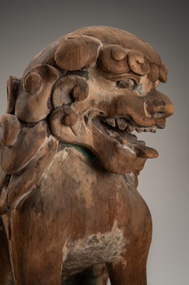 A PAIR OF WOOD KOMAINU (KOREAN GUARDIAN DOGS)