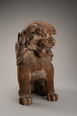 A PAIR OF WOOD KOMAINU (KOREAN GUARDIAN DOGS)