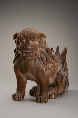 A PAIR OF WOOD KOMAINU (KOREAN GUARDIAN DOGS)