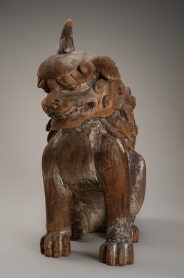 A PAIR OF WOOD KOMAINU (KOREAN GUARDIAN DOGS)