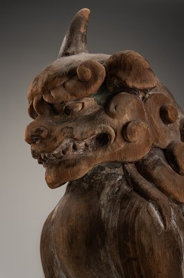 A PAIR OF WOOD KOMAINU (KOREAN GUARDIAN DOGS)