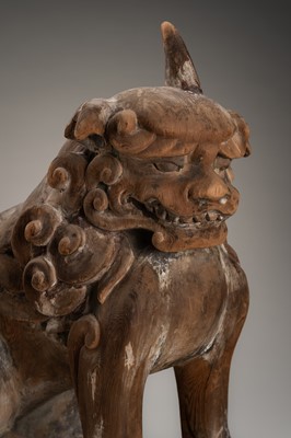 A PAIR OF WOOD KOMAINU (KOREAN GUARDIAN DOGS)