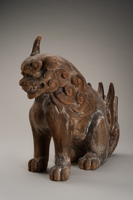 A PAIR OF WOOD KOMAINU (KOREAN GUARDIAN DOGS)