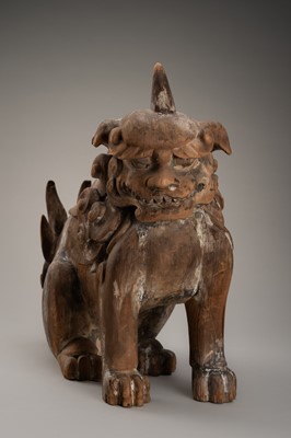 A PAIR OF WOOD KOMAINU (KOREAN GUARDIAN DOGS)