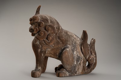 A PAIR OF WOOD KOMAINU (KOREAN GUARDIAN DOGS)