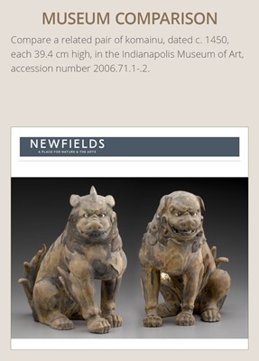 A PAIR OF WOOD KOMAINU (KOREAN GUARDIAN DOGS)