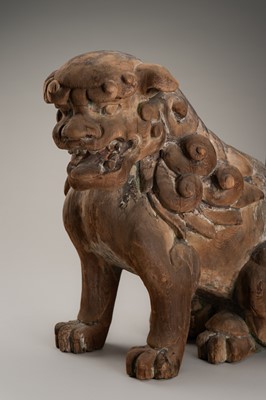 A PAIR OF WOOD KOMAINU (KOREAN GUARDIAN DOGS)