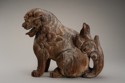 A PAIR OF WOOD KOMAINU (KOREAN GUARDIAN DOGS)