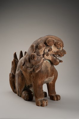 A PAIR OF WOOD KOMAINU (KOREAN GUARDIAN DOGS)