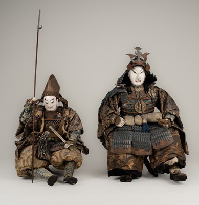 Lot 485 - A LOT WITH TWO LARGE MUSHA NINGYO (WARRIOR DOLLS)