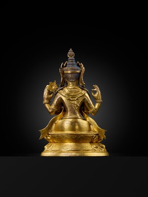 Lot 12 - A GILT-BRONZE FIGURE OF SHADAKSHARI LOKESHVARA, 18TH CENTURY