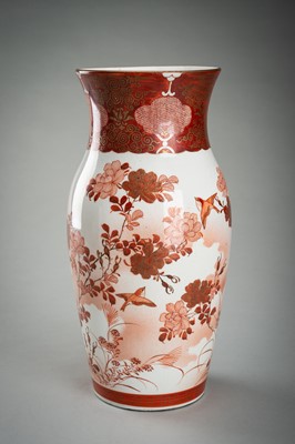 Lot 1581 - A PAIR OF KUTANI PORCELAIN VASES WITH SPARROWS AND FLOWERS