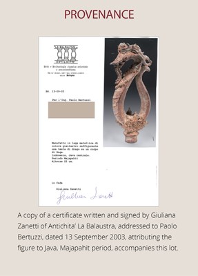 Lot 1108 - A LARGE BRONZE ‘NAGA’ FITTING, MAJAPAHIT PERIOD