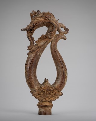 Lot 1108 - A LARGE BRONZE ‘NAGA’ FITTING, MAJAPAHIT PERIOD