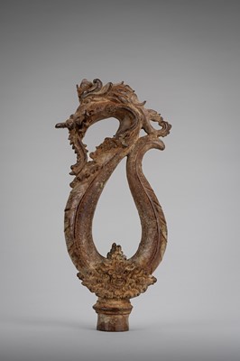 Lot 1108 - A LARGE BRONZE ‘NAGA’ FITTING, MAJAPAHIT PERIOD