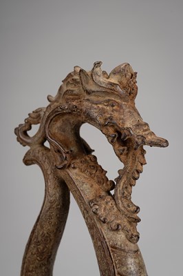 Lot 1108 - A LARGE BRONZE ‘NAGA’ FITTING, MAJAPAHIT PERIOD