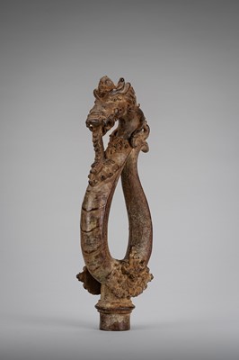 Lot 1108 - A LARGE BRONZE ‘NAGA’ FITTING, MAJAPAHIT PERIOD