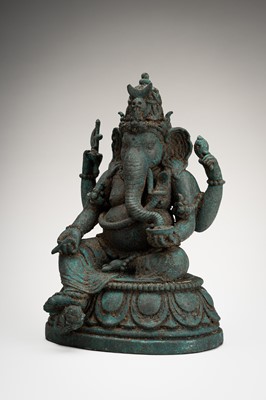 Lot 1107 - A BRONZE FIGURE OF GANESHA, c. 14th CENTURY