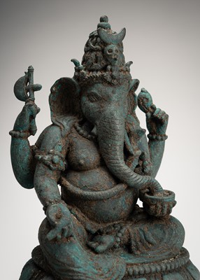 Lot 1107 - A BRONZE FIGURE OF GANESHA, c. 14th CENTURY